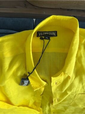 Vilebrequin Yellow Linen Button-Down Shirt